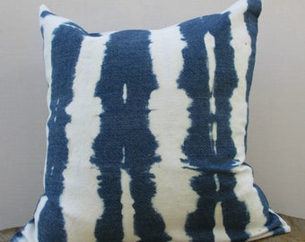 Navy Blue/ Indigo Throw Pillow cover, Cotton, Denim Shibori Pillow, Hand Tie dye, Shibori, home decor