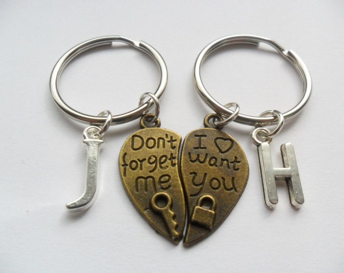 Best Friend Keychains 2 Initial best friend keychains with heart (pick your own letters)