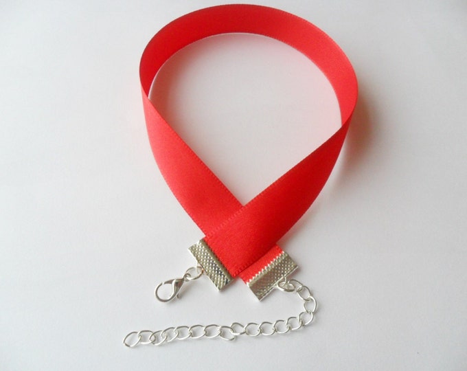 Red satin choker necklace 3/8"inch or 5/8"inch wide, pick your neck size.
