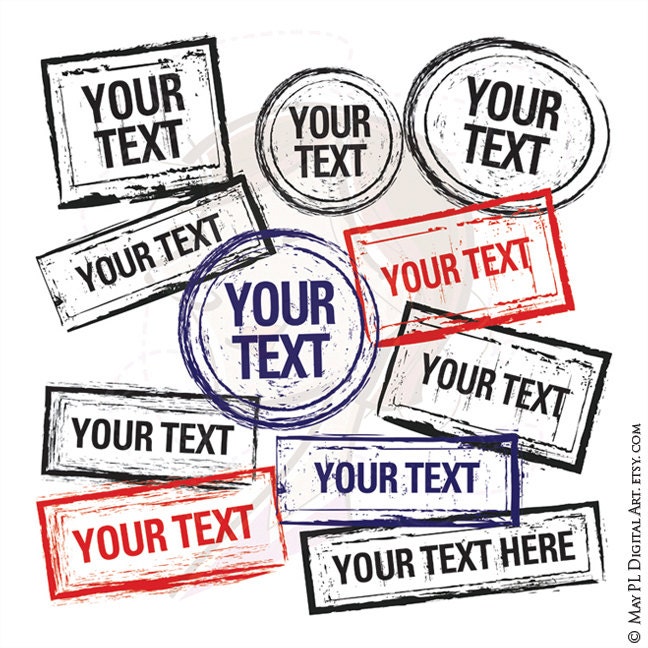 Digital Rubber Stamp Frames Border Clip Art Grunge Design