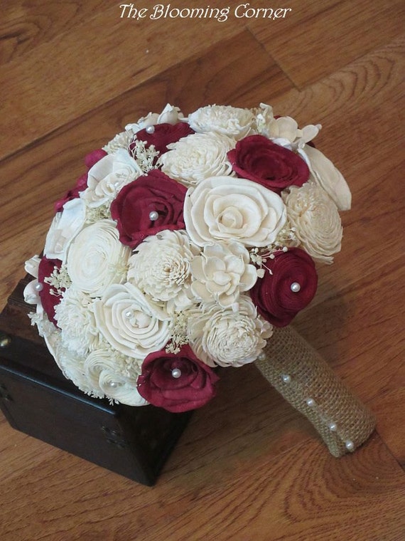 Wedding Bouquet Sola Bouquet Red Wood Bouquet Bridal 9065