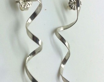 Valentines Day Gift, 925 Sterling Silver Earrings, Spiral Silver Earrings, Women Jewelry