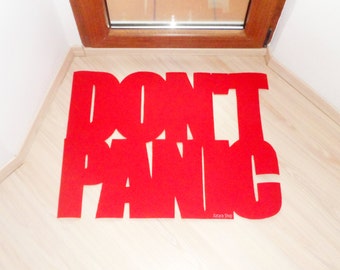 Don't panic floor mat. Funny doormat. Custom rug.