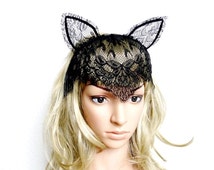 Limited Forward or backward as you wish sexy black lace cat or bunny mouse ear veil - il_214x170.841206428_ig3m