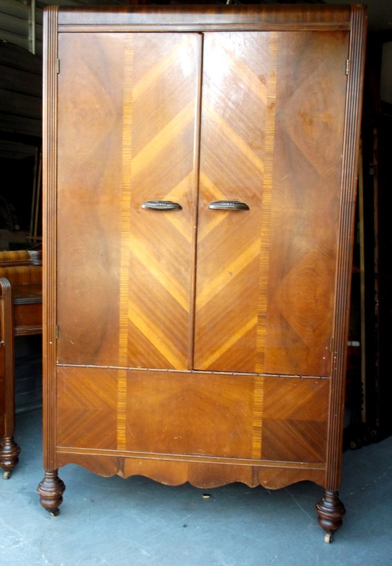 1920's Art Deco Waterfall WARDROBE Original Condition