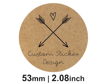 53mm Circle (2.08 inches) Kraft Round Custom Stickers/Labels for Product Labels, Wedding Seals, Packaging