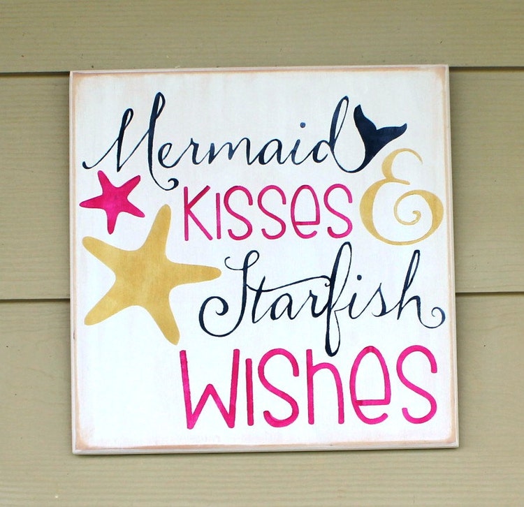 Download MERMAID KISSES and STARFISH Wishes 12 x 12 by CantonAntiques