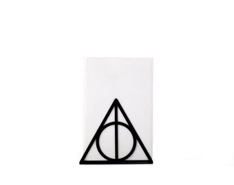 One metal bookend Deathly Hallows Harry Potter Inspired // Book holder for beloved classic tale, loved by all ages // FREE SHIPPING