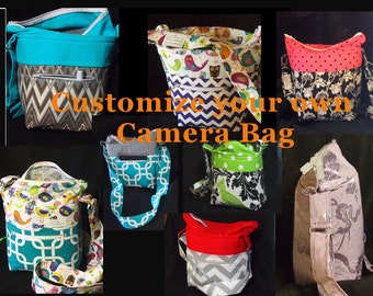 Customized \ DSLR Camera Bag \ Zipper Pocket \ Nikon Canon 6D Sony \ Olympus \ SLR Camera Purse \ Camera Case \ Small Camera Bag \ 6x5x8