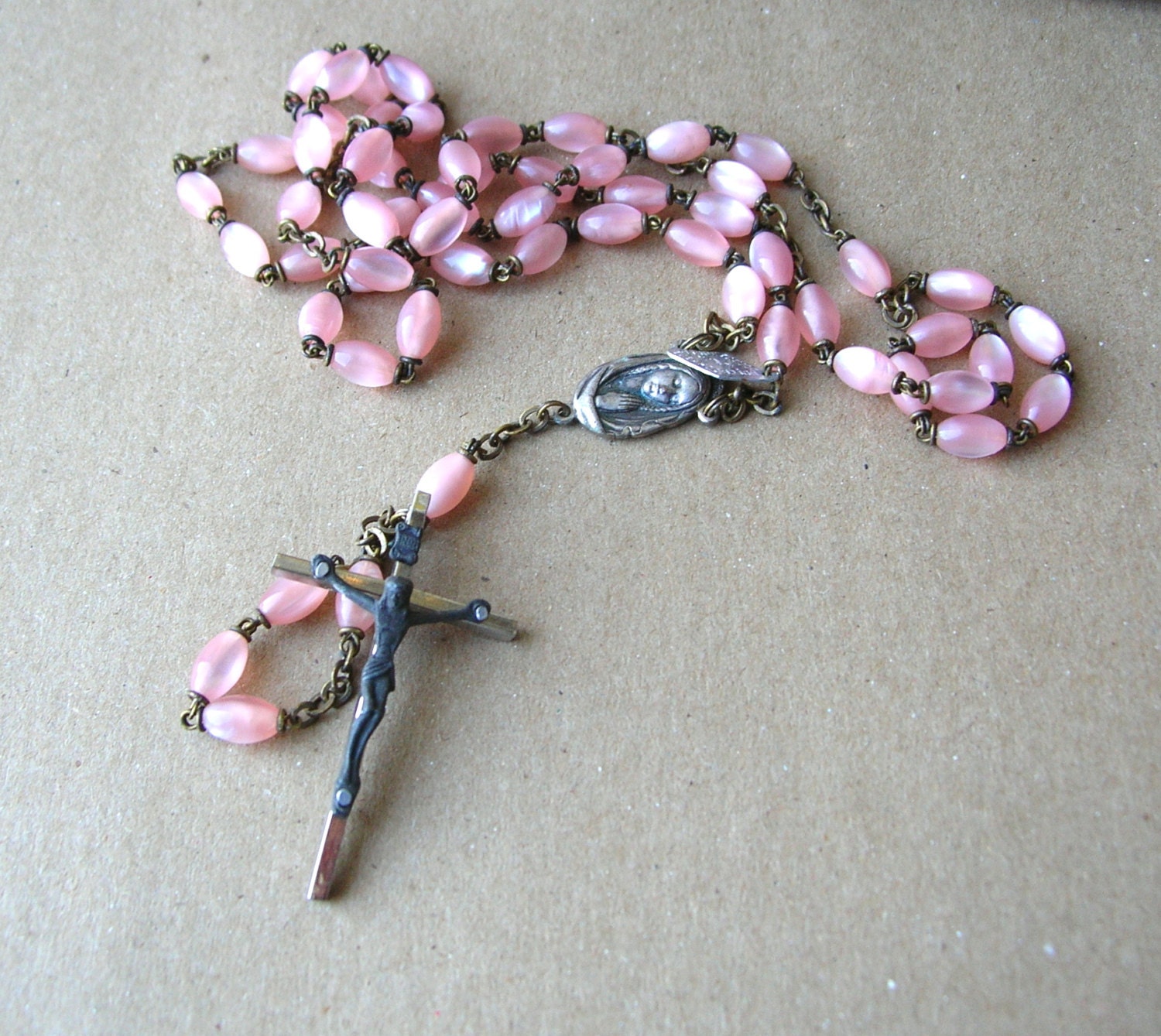 Vintage Italian Rosary Pink Rosary Beads Shabby Chic