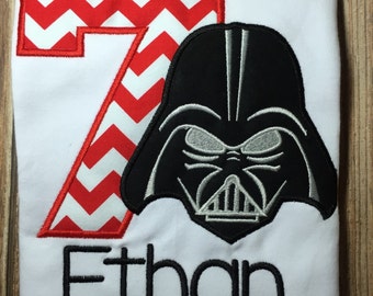 Boys custom darth vader star wars birthday shirt