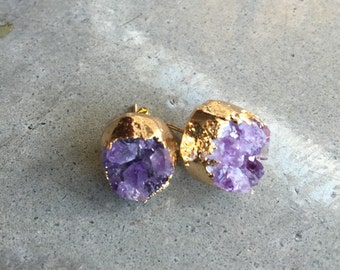 Druzy amethyst earrings