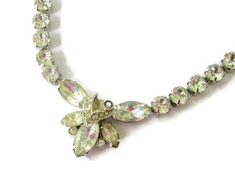 Eisenberg Crystal Rhinestone Bridal Necklace, Signed Vintage Swarovski