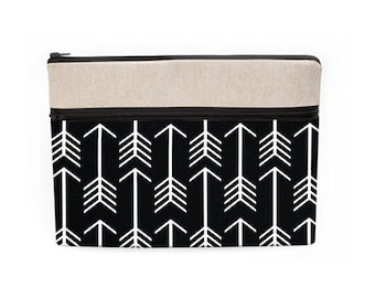 12" Laptop sleeve, Macbook Pro 13" case, 13 Macbook Air bag, Macbook Pro 15" Retina case - black and white arrows
