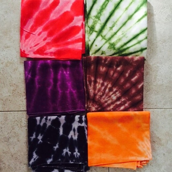 Tie dyed cotton bandanas
