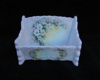 Business Card Holder: Hand decorated Porcelain