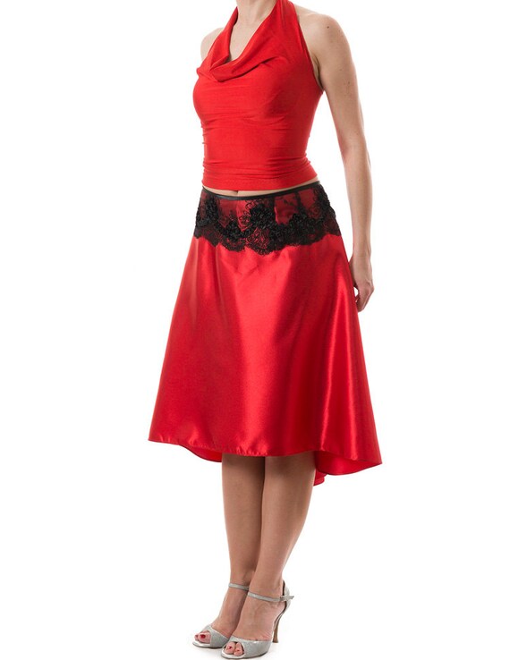 Tango red skirt tango slit skirt argentine tango skirts
