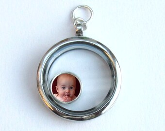 Floating Locket Photo Charm, Customized Photo Floating Charm, Photo Jewelry
