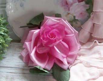 Vintage Pink Millinery Flower Rose, Millinery Roses, Large Millinery Roses, Roses, Hat Flower Roses, Vintage Flowers, Antique Flowers, Pink