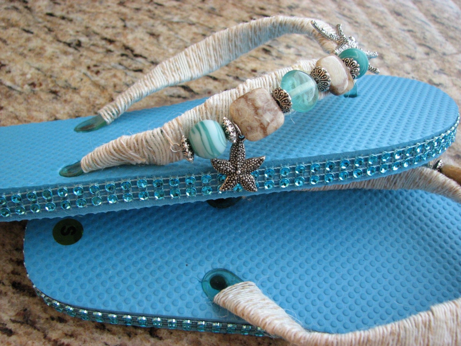 Coastal Couture Flip Flops by TheCountryBakers on Etsy