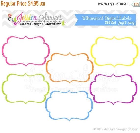 80% OFF - INSTANT DOWNLOAD, whimsical labels - tag clipart - printable labels - rainbow - cards - invitations - scrapbook - digital frames Il_570xn