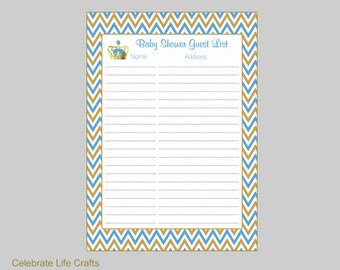 Owl Baby Shower Guest List Printable Sign in Sheet with