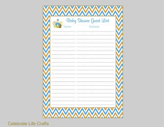 crown baby shower guest list printable baby shower sign in sheet printable baby shower guest sign in sheet