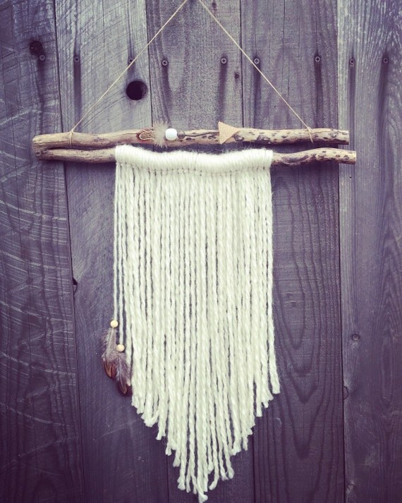 Boho Yarn Wall Hanging Feather Wall Hanging by GypsyTribeJewels