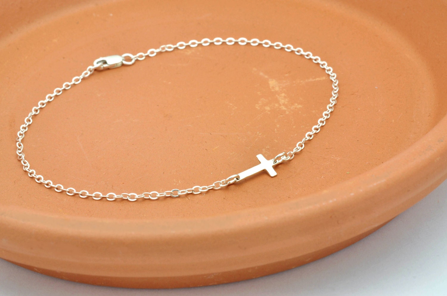 Ankle Bracelet Anklet Bracelet Sideways Cross by dsignzbyrosie