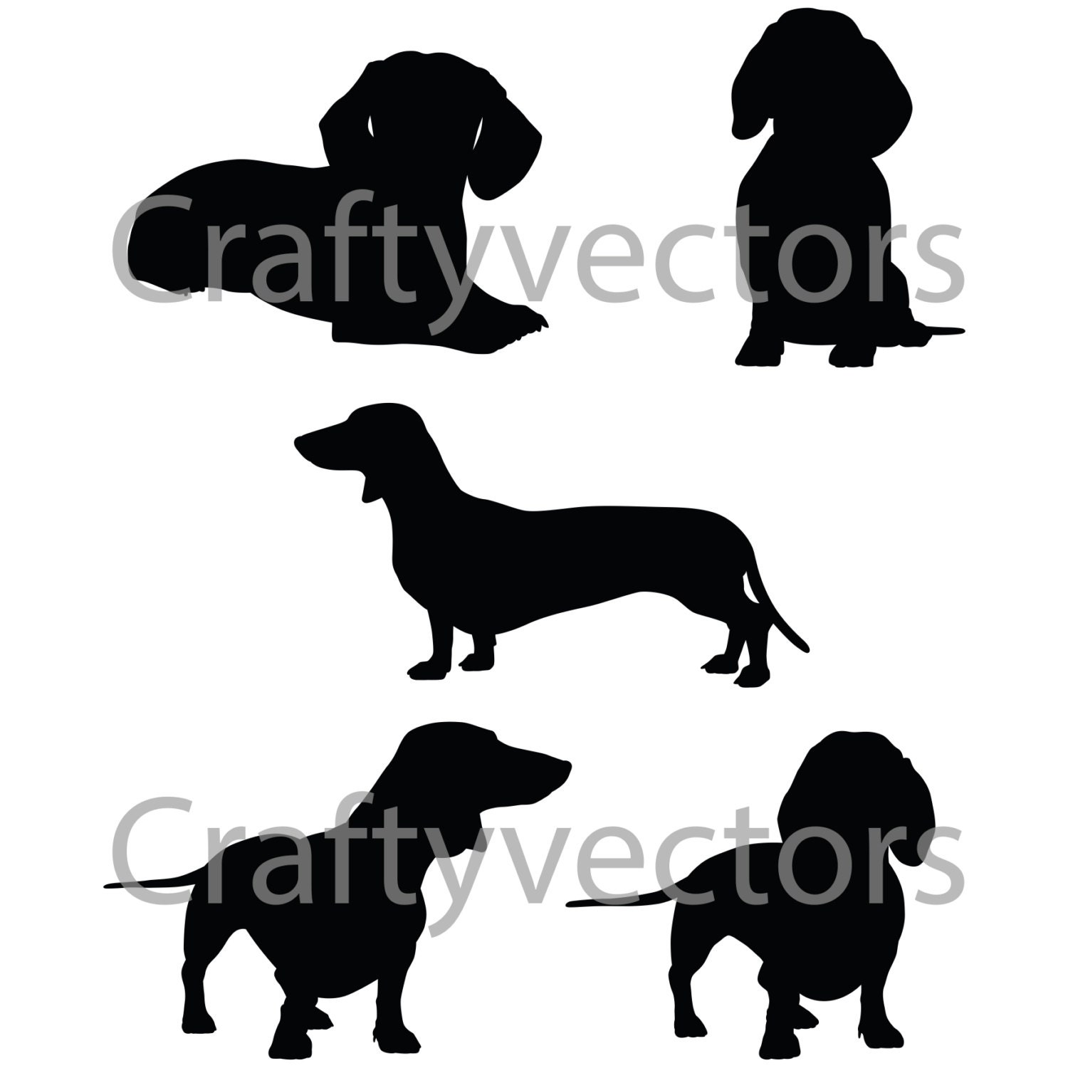 Download Dachshund Dog SVG Silhouettes by CraftyVectors on Etsy