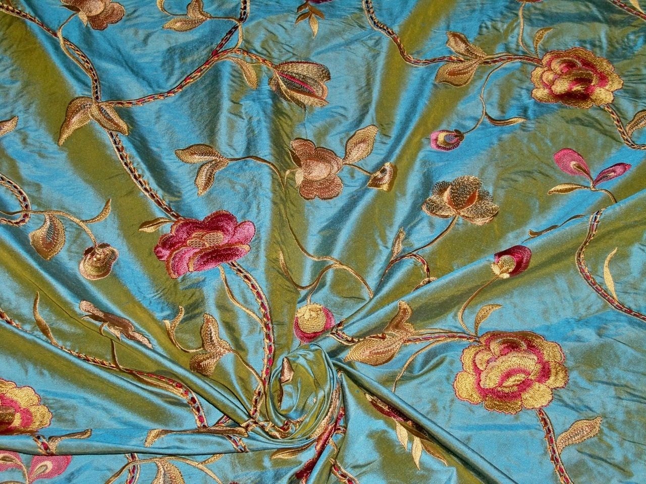 STROHEIM & ROMANN HARLOW Floral Embroidered Silk Fabric 10