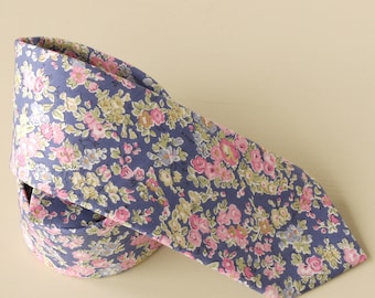 Floral Liberty print tie - Tatum design - floral tie - floral wedding tie - blue tie - pink tie - mens floral tie - Liberty
