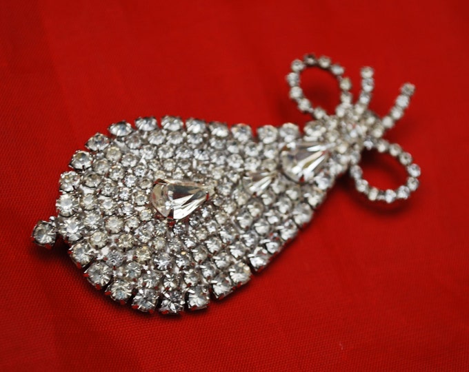 Rhinestone Brooch - Ice Crystal clear stones Bling - Wedding Bride