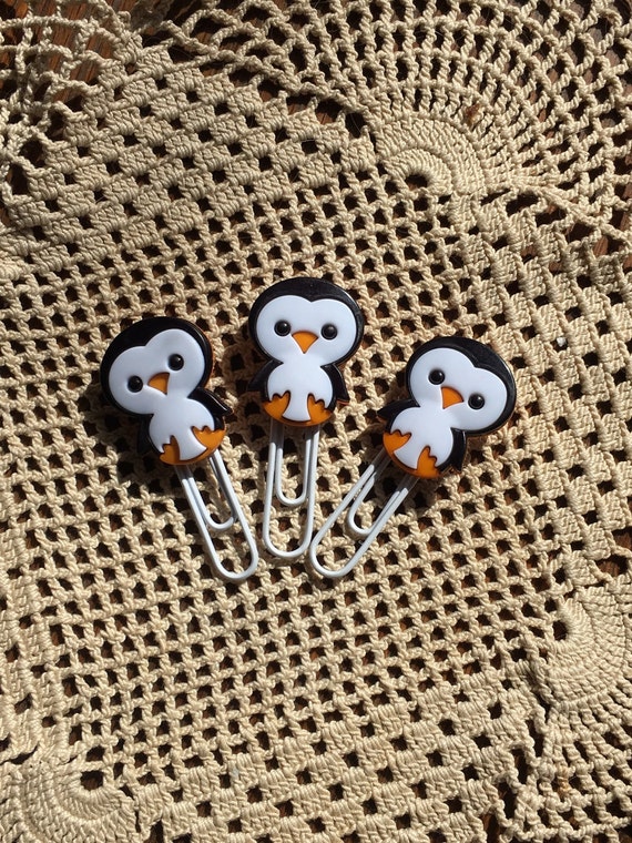 3 penguin decorative paper clips cute paper clipslarge