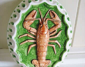 Ceramic Lobster Mold, Salad or Jello Mold, Wall Hanging, Beach House, Kitchen, Restaurant Display