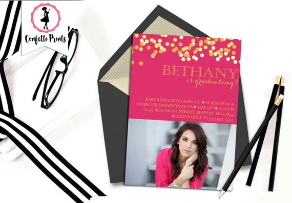 Graduation Announcement | Graduation Invitation | Senior Graduation | Graduation Party Invitation | Open House - GLITZ AND GLAM Printable Il_570xn