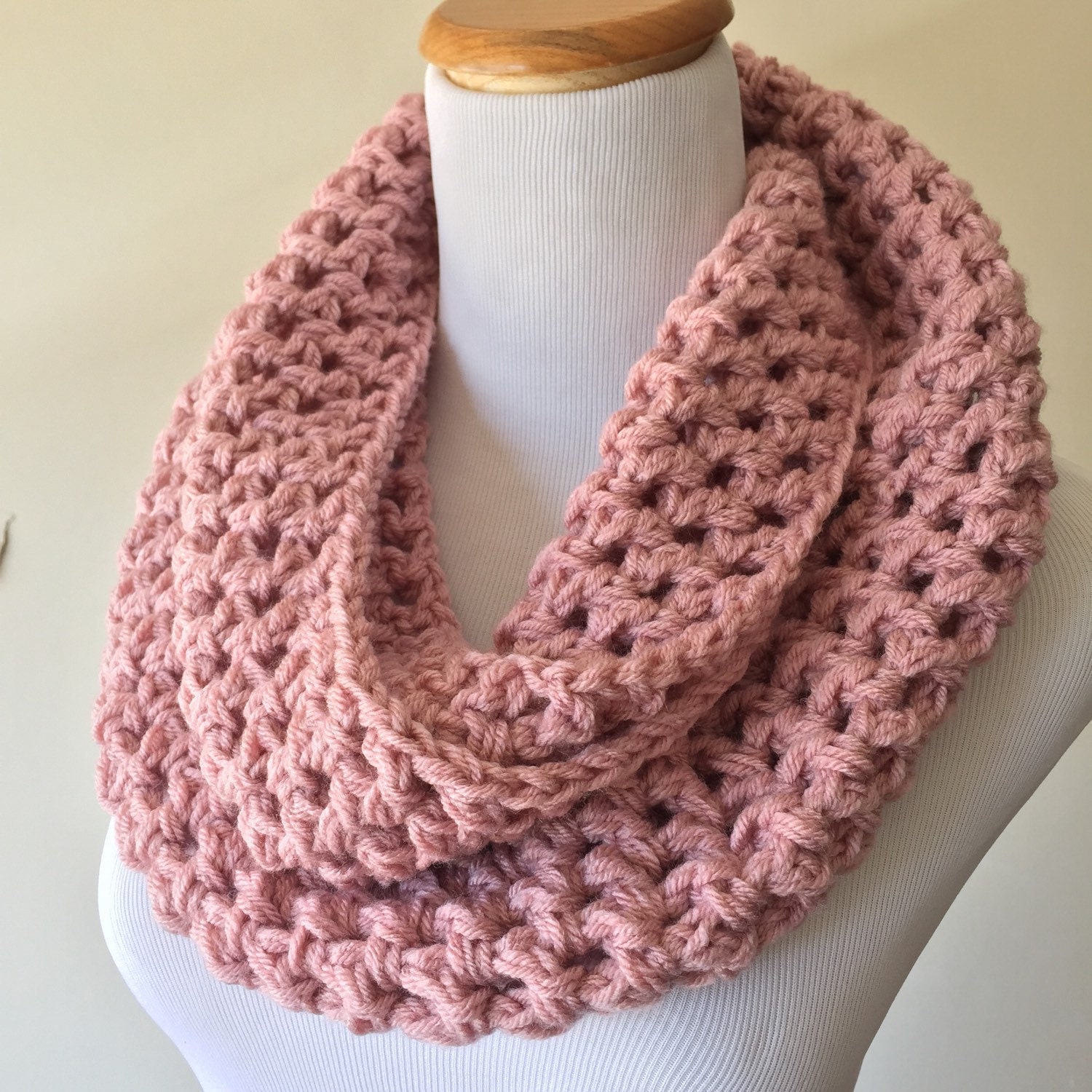 Light Pink Scarf Pink Infinity Scarf Pink Knit by peonyplush