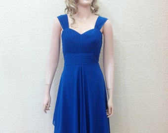 Royal Blue Bridesmaid Dress. Knee Length Dress.