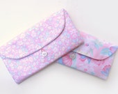 Pink Flower Clutch Bag - Vintage Fabric - Bridesmaid Clutch - Bride Gift - Makeup Bag - Clutch With Button -  Gift for Her - READY TO SHIP