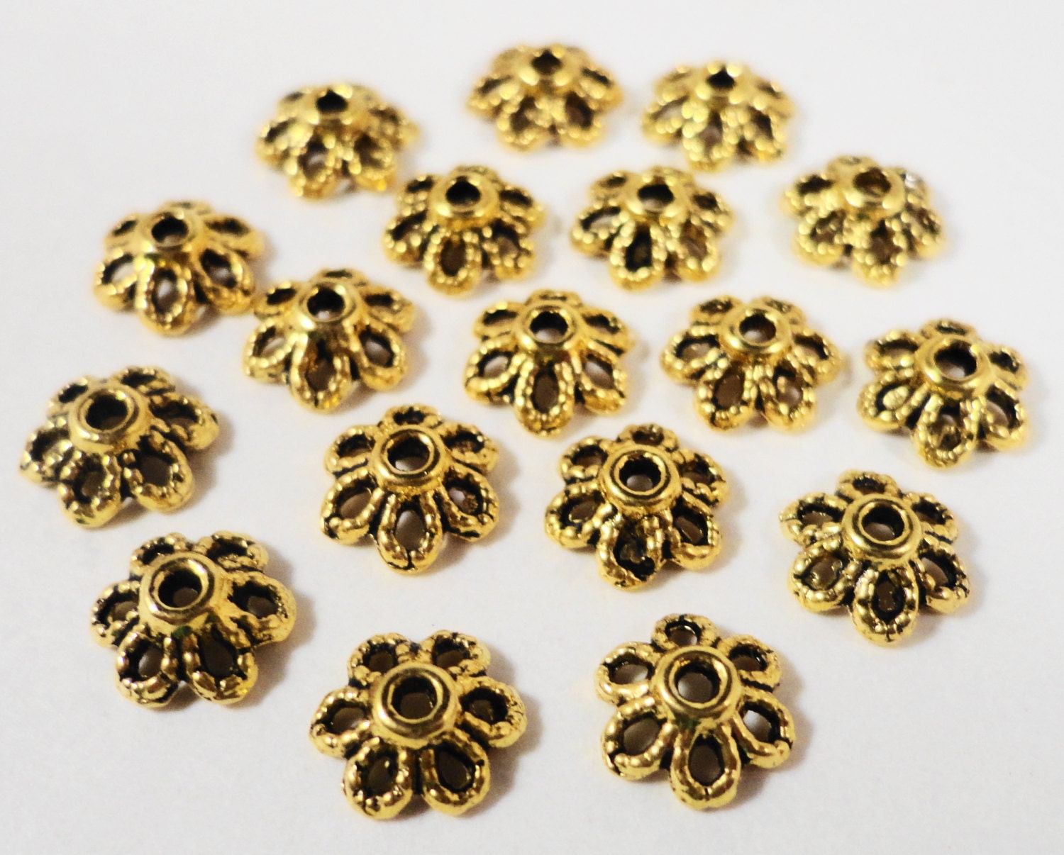 Gold Bead Caps 6mm Antique Gold Metal Daisy Flower Bead Cap | Etsy ...