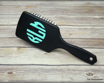 Monogram Paddle Brush - Personalized Custom Black Paddle Hair Brush Bride Bridesmaid Cheer Dance Gift