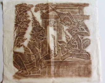 Original Thai Rubbing from the South Wall of the Temple of Wat Po, Bangkok: Benjakaya Informs Her Mother of Daskantha's Orders