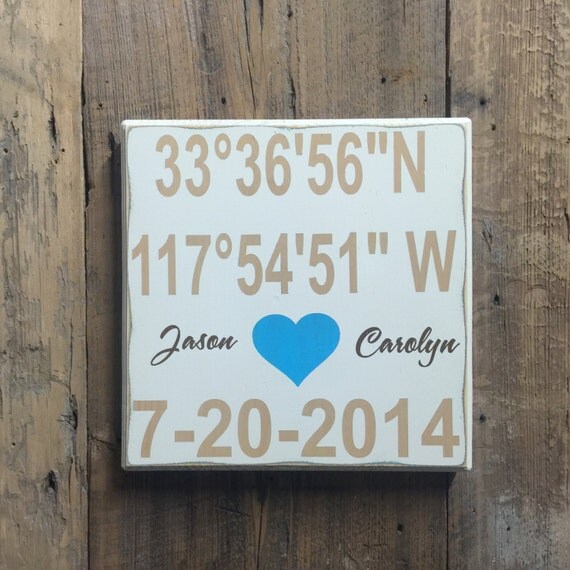 GPS coordinates, Personalized Wedding Gift, Engagement Gift ...