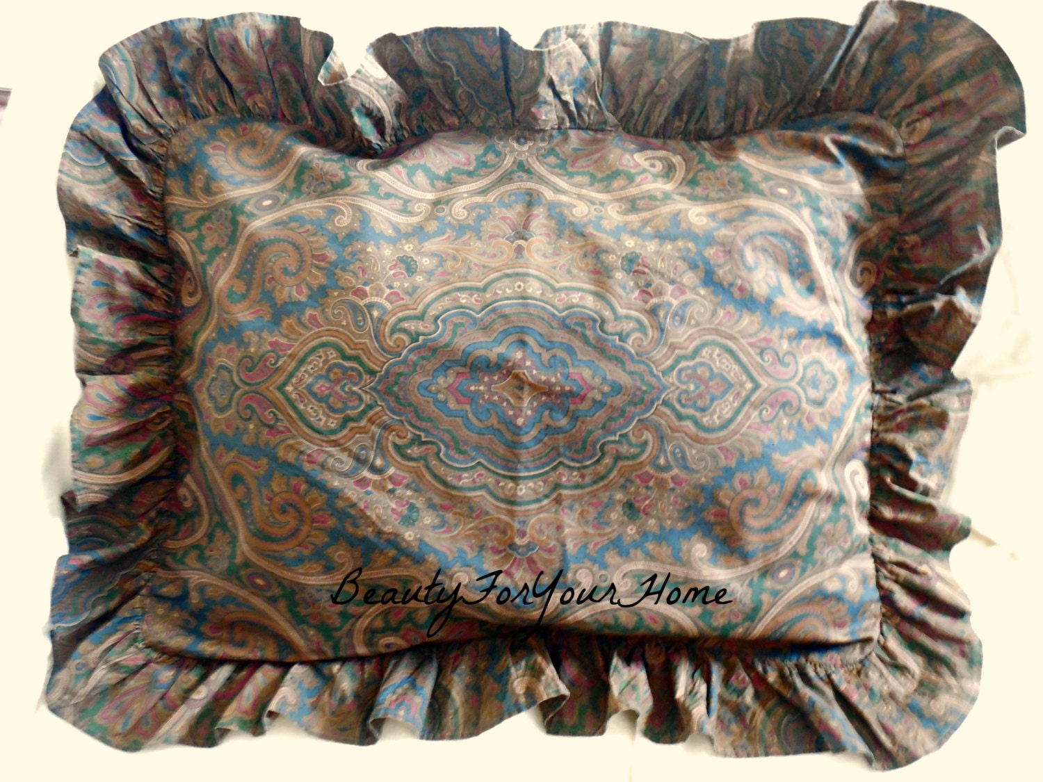 Vintage RALPH LAUREN Ruffled Pillow Sham.Brianna