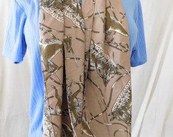 Scarf, Scowl, Handmade Satin Silk from polyester , beautiful horse heads fabric print