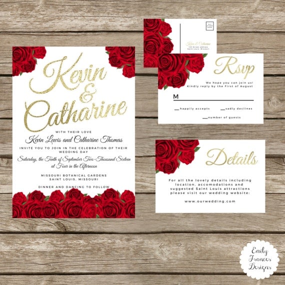 Red Rose Wedding Invitations 10