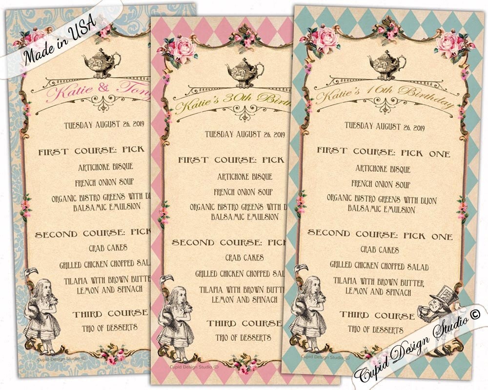 Alice in wonderland dinner menu/Alice through the looking
