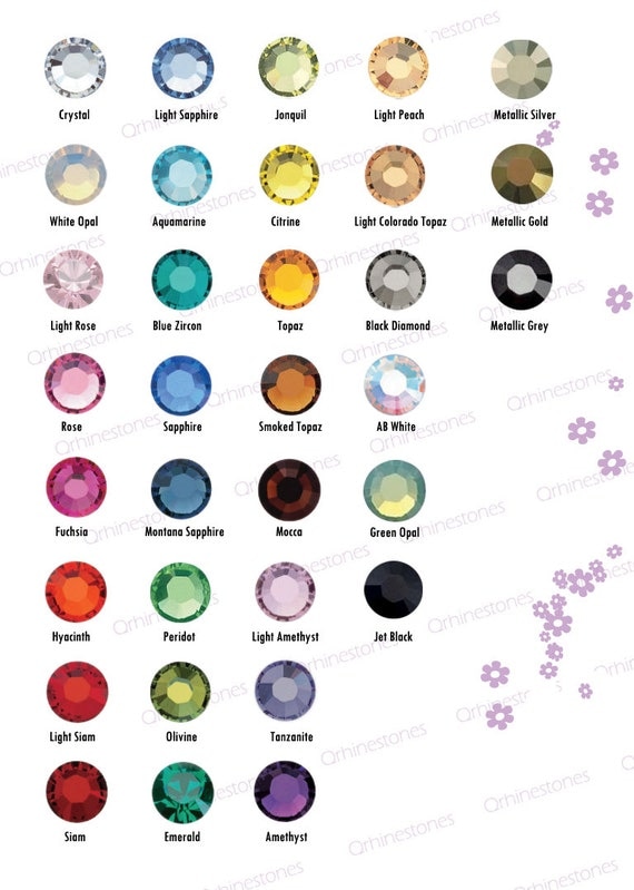 Qrhinestones Rhinestones Color Chart Flat Back Rhinestones