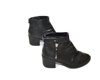 Black Ankel Boots Womens Black Ankel Boots Women's Harness Boots Motorcycle Boots Size 7