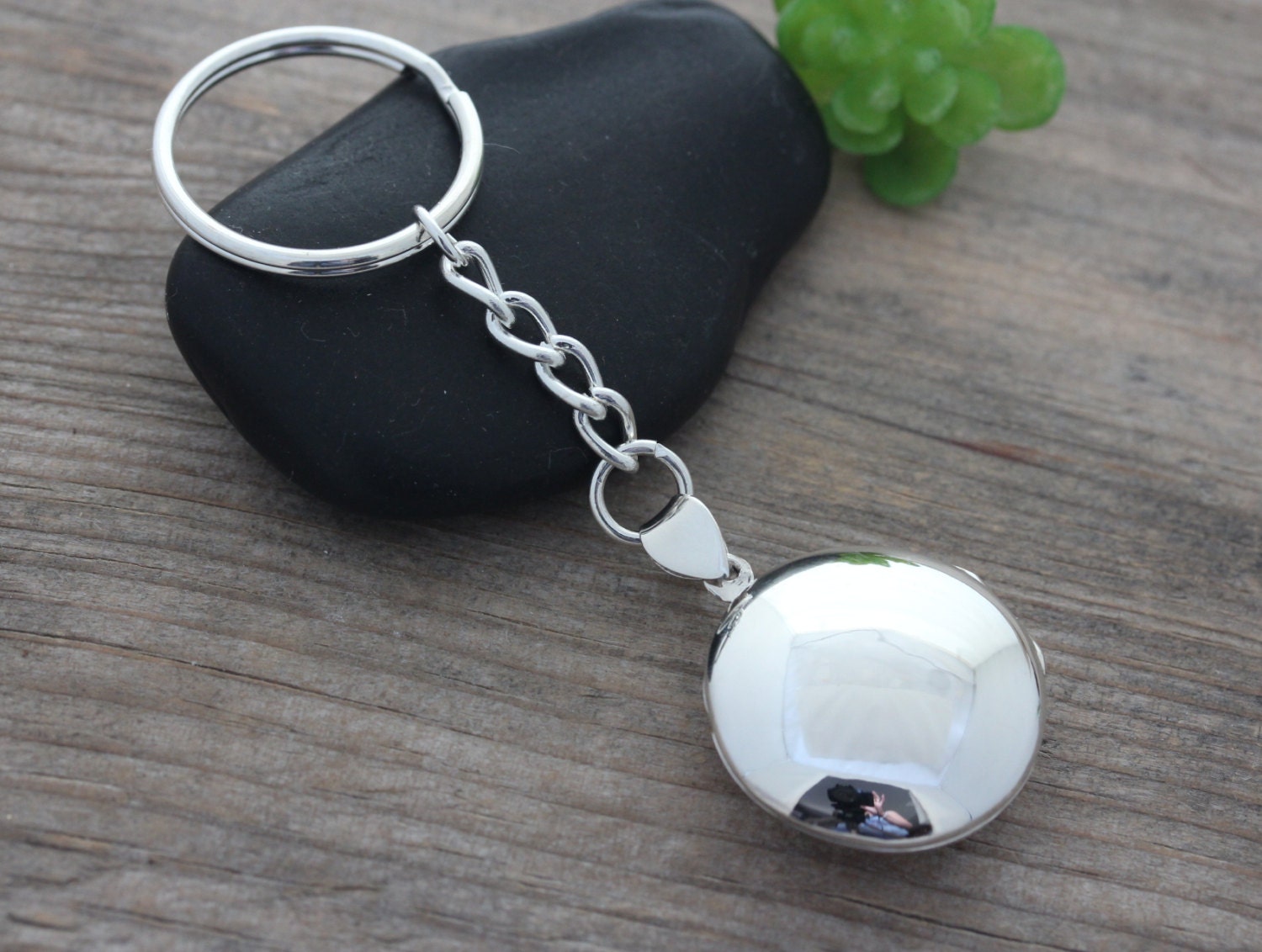 Keychain Locket for Men. 925 Sterling Silver Locket . Round